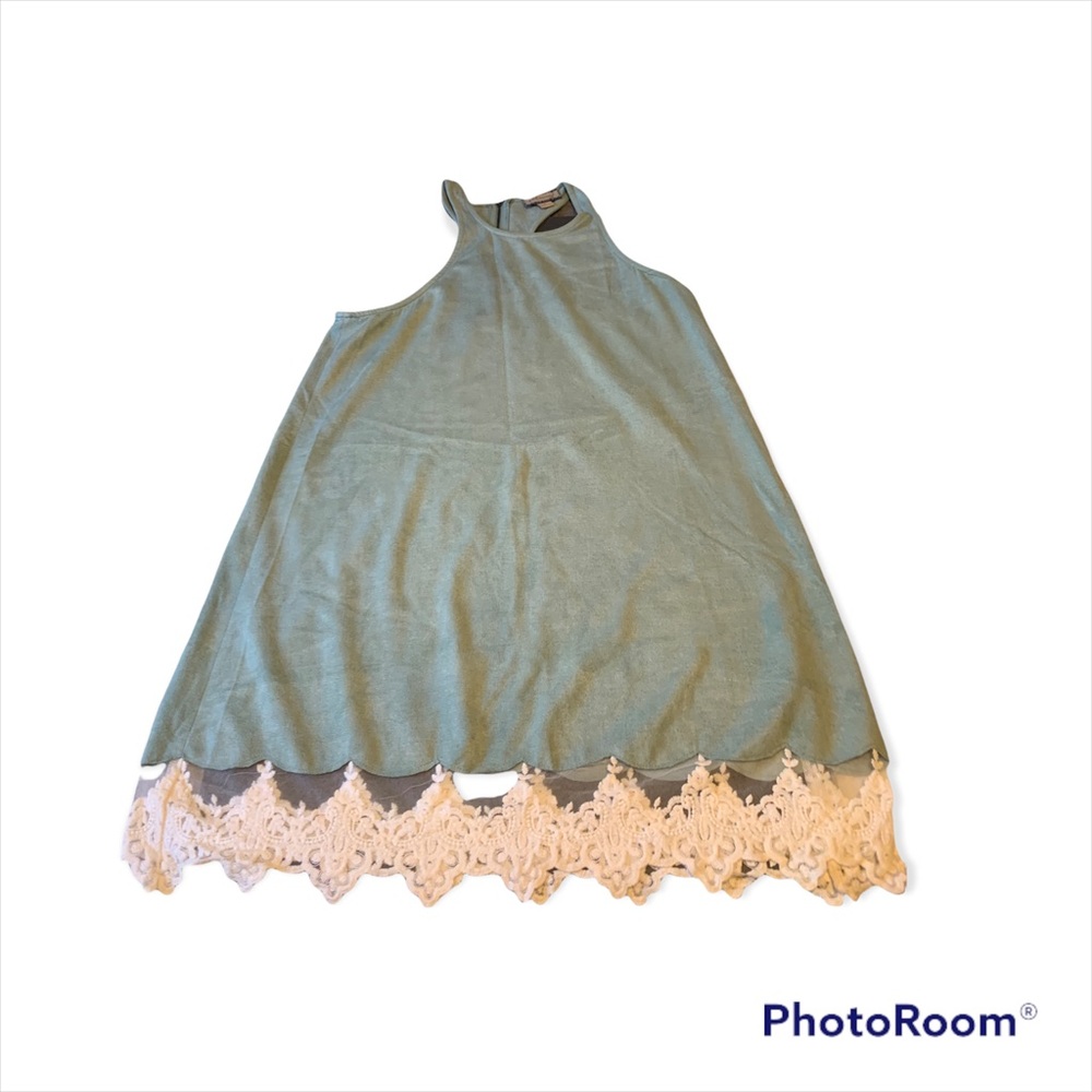 Francesca green suede and lace dress
